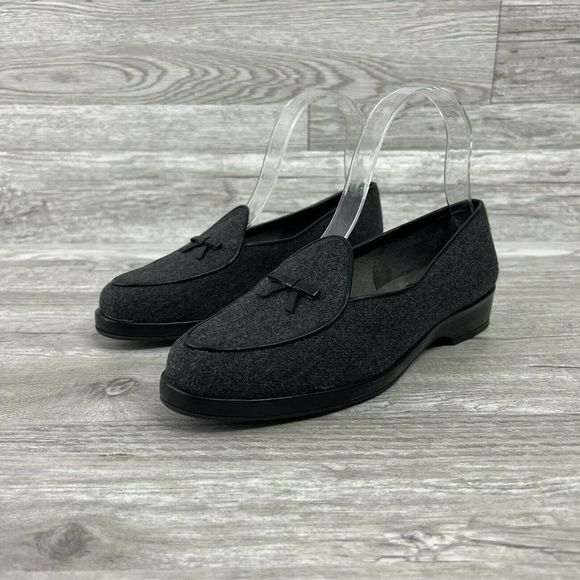 Stuart Weitzman Gray Loafer Tortoise Trim Size 5.5 Slip-On Designer Shoes Flats - Picture 2 of 9